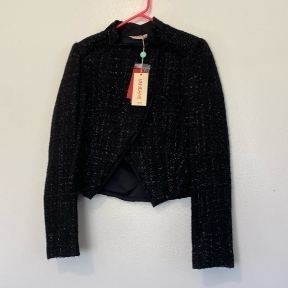Liu Jo Jeans By Lil Jo Black Stunning Front Snap Blazer Jacket Wrap M